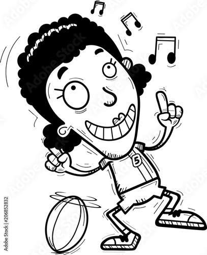 Cartoon Black Rugby Player Dancing