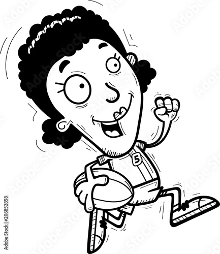 Cartoon Black Rugby Player Running