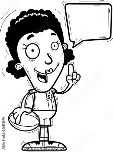 Cartoon Black Rugby Player Talking