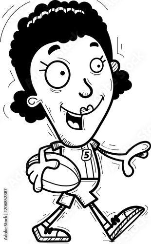 Cartoon Black Rugby Player Walking