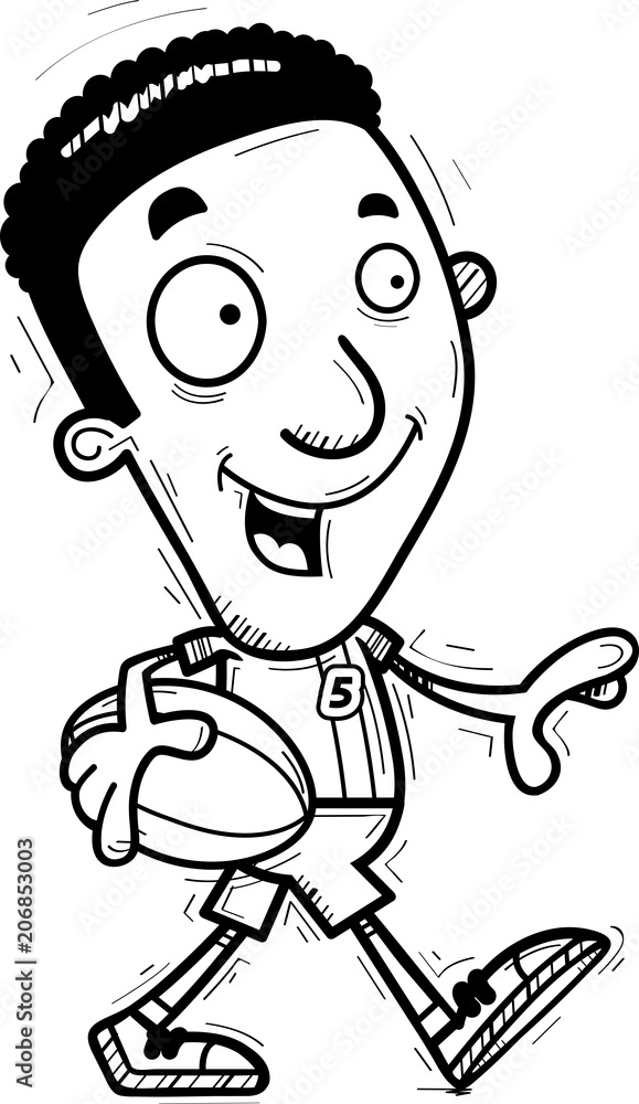 Cartoon Black Rugby Player Walking Cartoon Black Rugby Player Walking