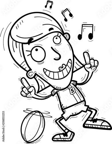 Cartoon Rugby Player Dancing