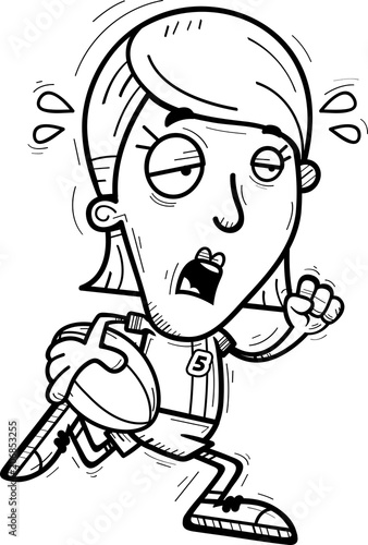 Exhausted Cartoon Rugby Player
