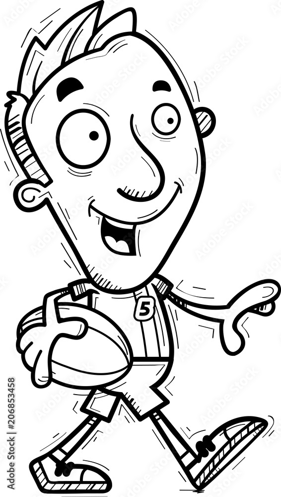 Cartoon Rugby Player Walking Cartoon Rugby Player Walking