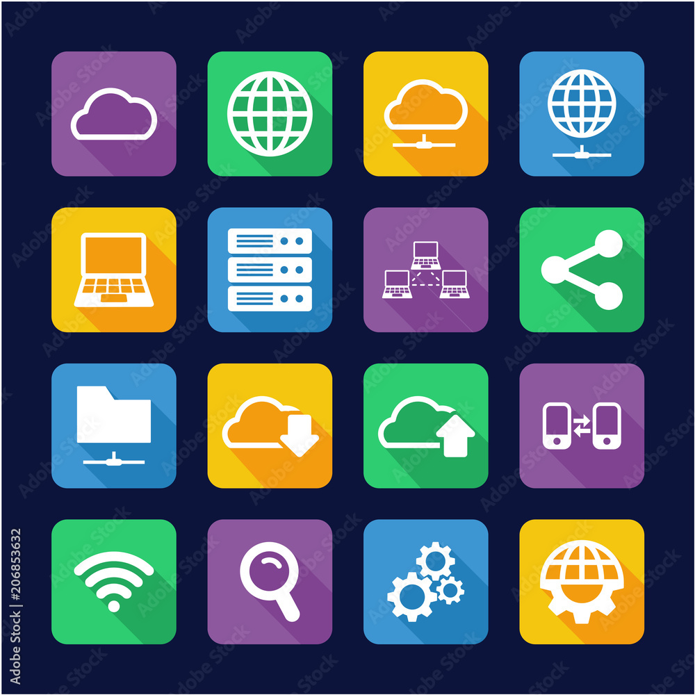 Cloud Network Icons Flat Design Cloud Network Icons Flat Design