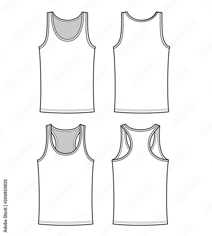 Tanktop fashion flat technical drawing template Stock Vector Adobe Stock