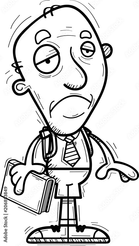 Sad Cartoon Senior Citizen Student Sad Cartoon Senior Citizen Student