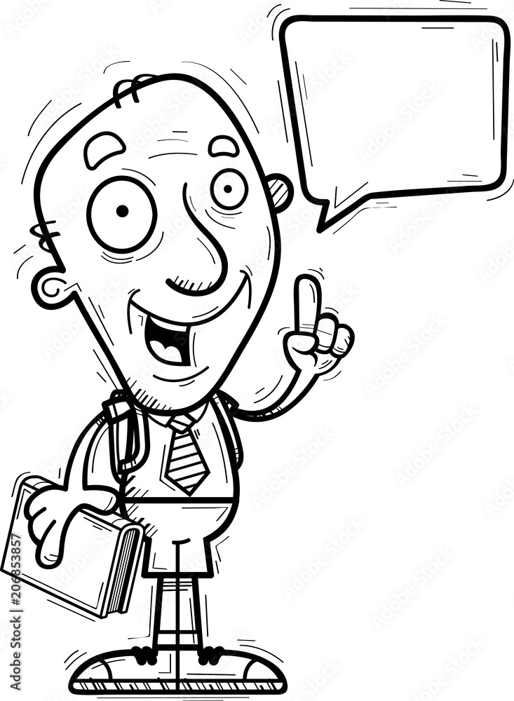 Cartoon Senior Citizen Student Talking