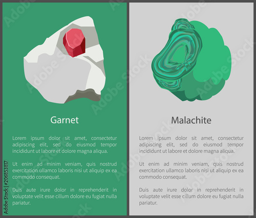 Garnet and Malachite Hydroxide Minerals, Red Green