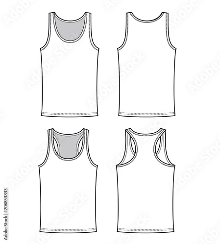 Tanktop fashion flat technical drawing template