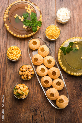 Pani Puri OR Golgappa is a popular Indian Chat menu, selective focus