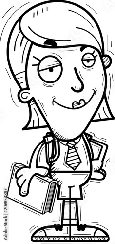 Confident Cartoon Woman Student