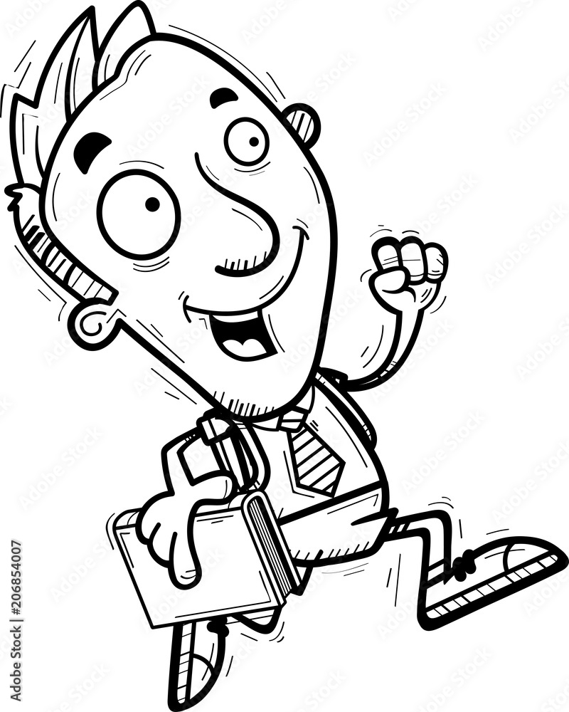 Cartoon Man Student Running Cartoon Man Student Running