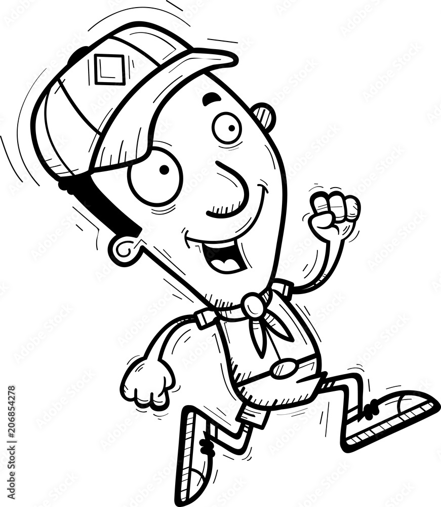Cartoon Black Man Scout Running Cartoon Black Man Scout Running
