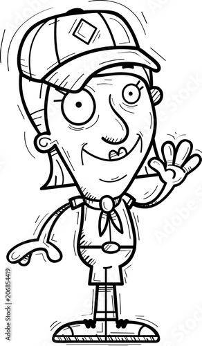 Cartoon Senior Citizen Scout Waving