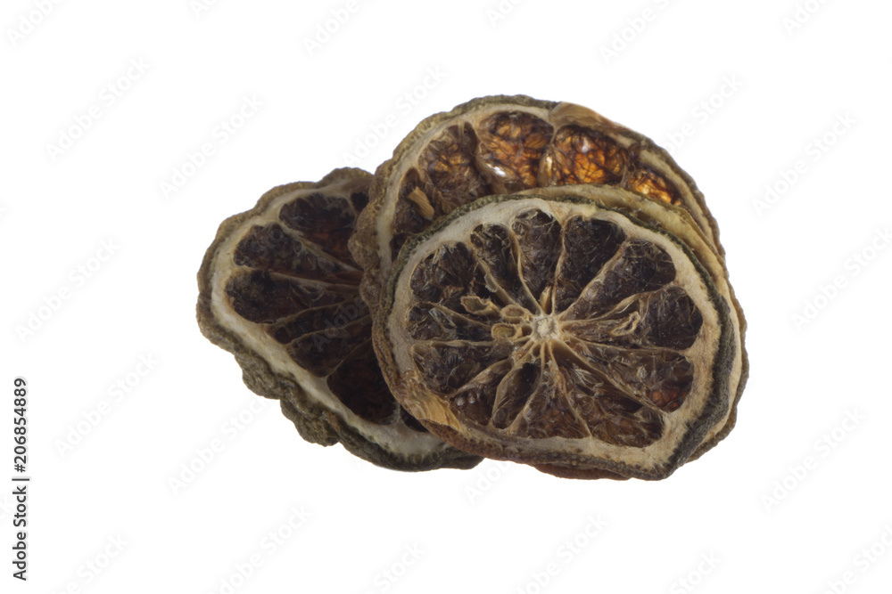 heap of slices of dried bergamot isolated heap of slices of dried bergamot isolated