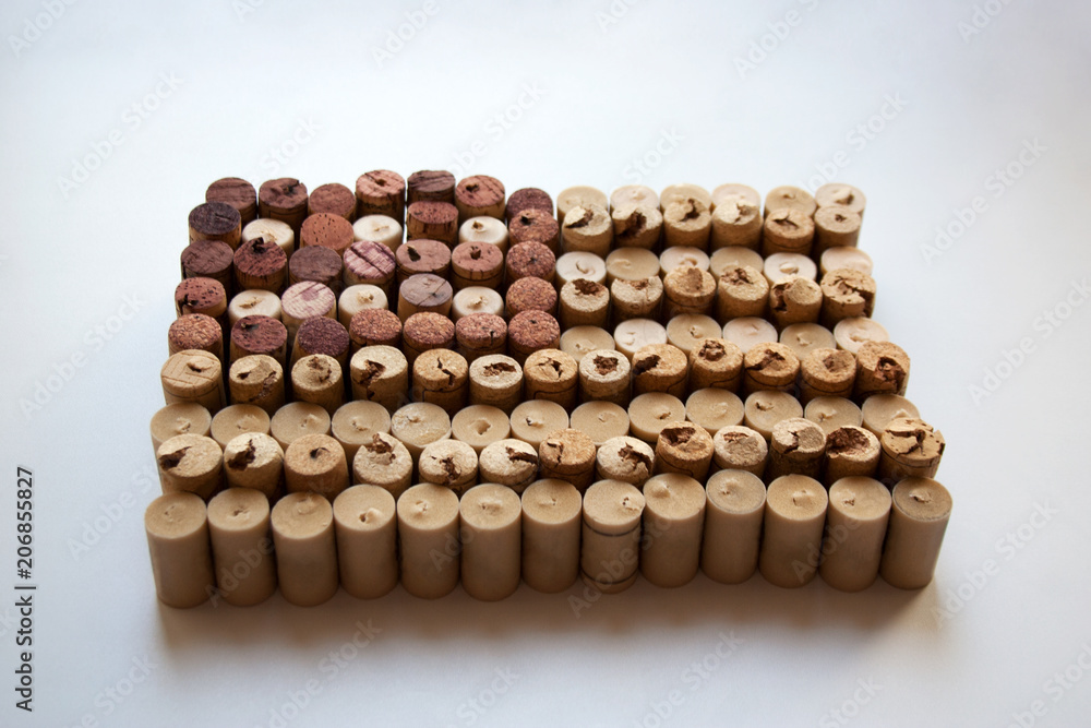 Wine corks USA flag abstract background isolated on white