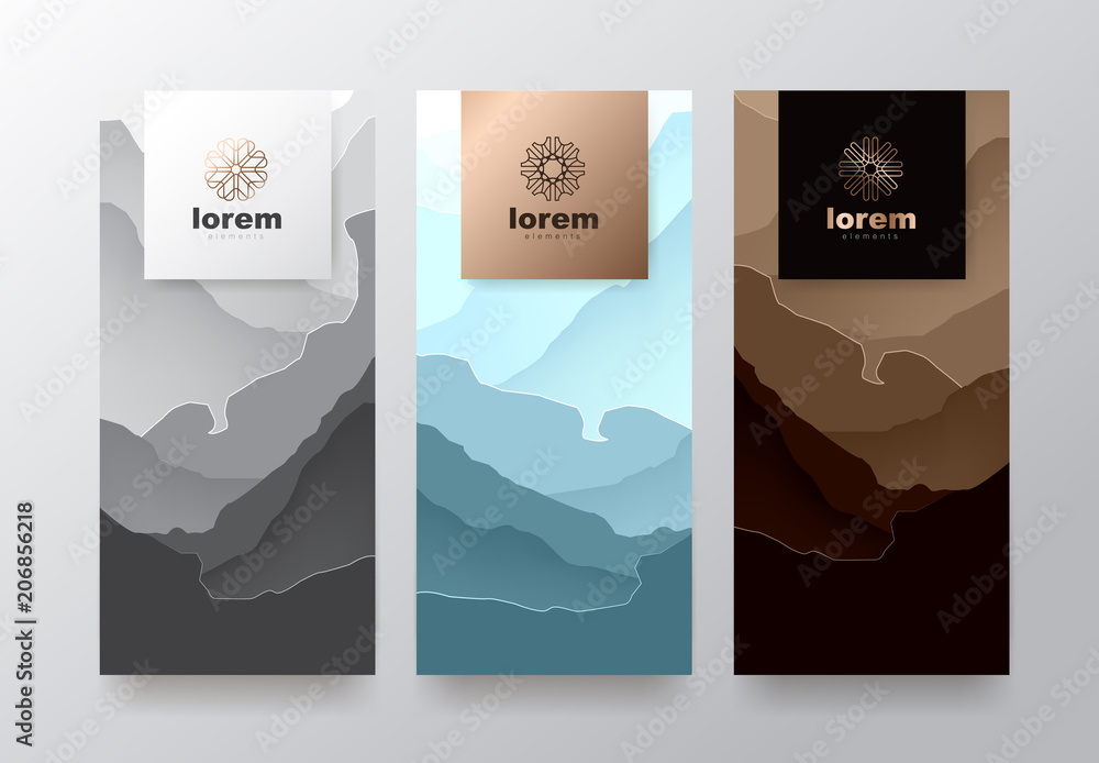 Vector set packaging templates with abstract texture for luxury products.logo design with trendy linear style.vector illustration