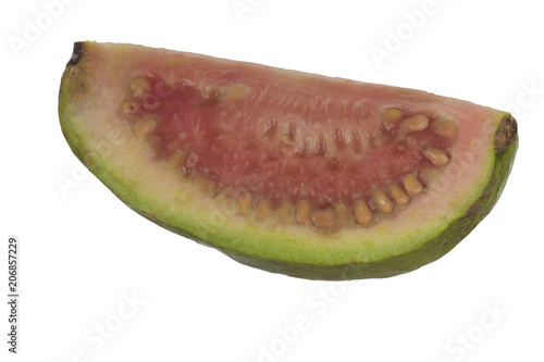 slice of red guava isolated on white background
