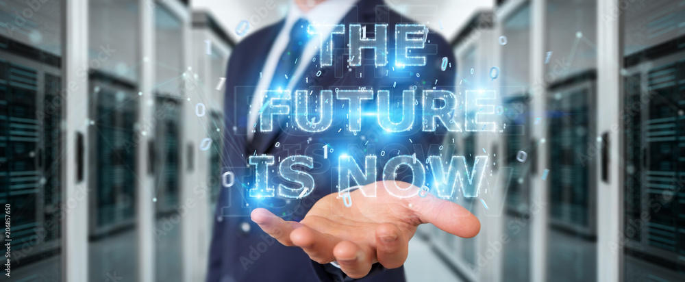 Businessman using future text interface 3D rendering Businessman using future text interface 3D rendering