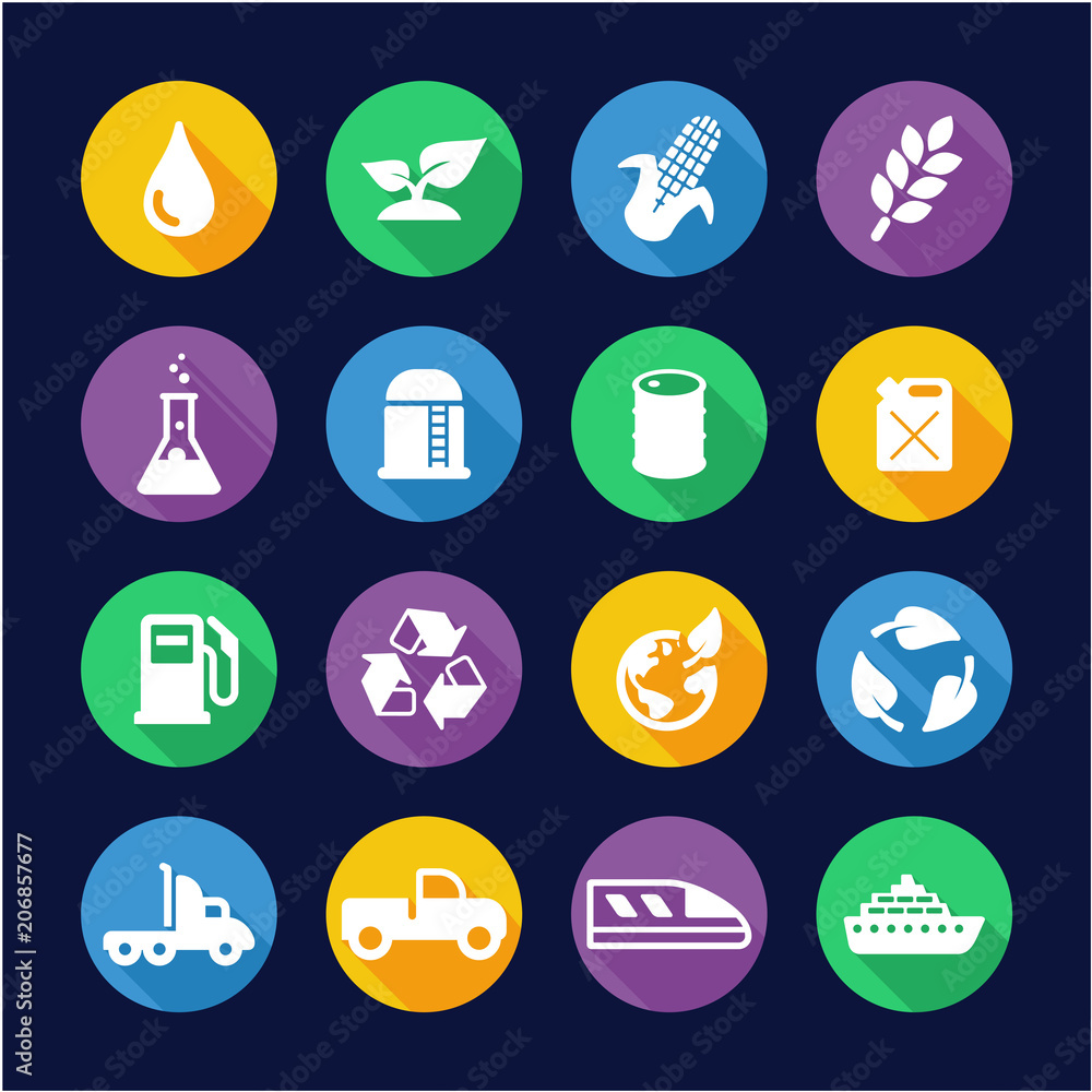 Bio Fuel Icons Flat Design Circle Bio Fuel Icons Flat Design Circle