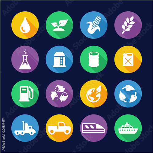 Bio Fuel Icons Flat Design Circle