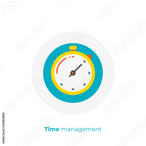 Finance timemanagement flat art icon, business clocks vector art, cartoon digital turnaround time illustration