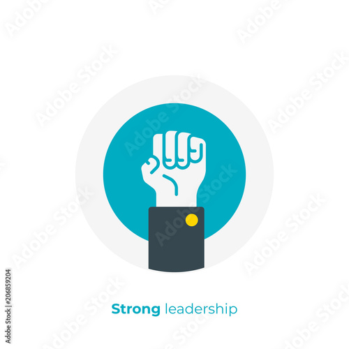 flat art rised fist. Leadership hand. Team building. Scalable vector icon in modern flat style. cartoon elements vector illustration.