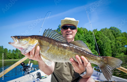 Summer lake fishing trophy - walleye