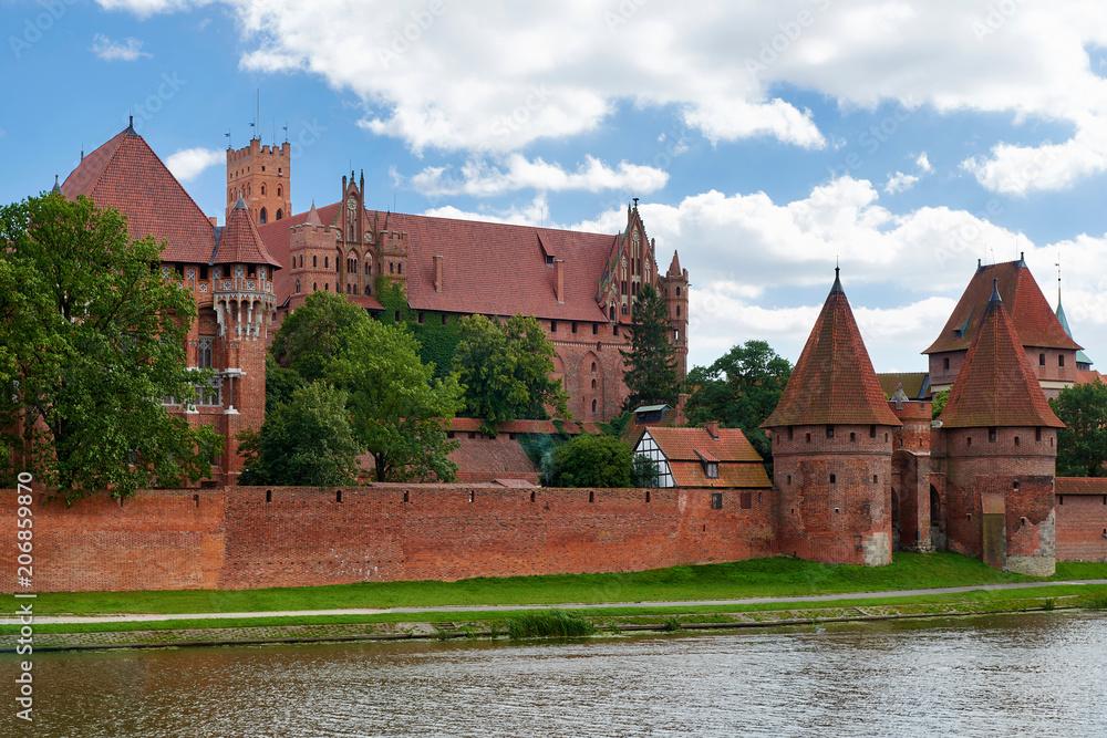 Poland, Malbork Castle at Nogat River, High Castle and Grand Master's Palace, Teutonic Knights medieval headquarters