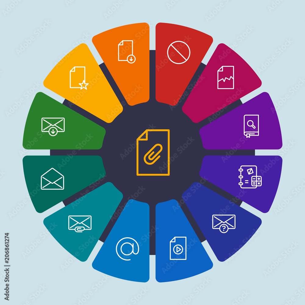 files, email, education Infographic Circle outline Icons Set. Contains such Icons as electronic, business, science, send, mark, mathematics, school, open and more. Fully Editable. Pixel Perfect files, email, education Infographic Circle outline Icons Set. Contains such Icons as electronic, business, science, send, mark, mathematics, school, open and more. Fully Editable. Pixel Perfect