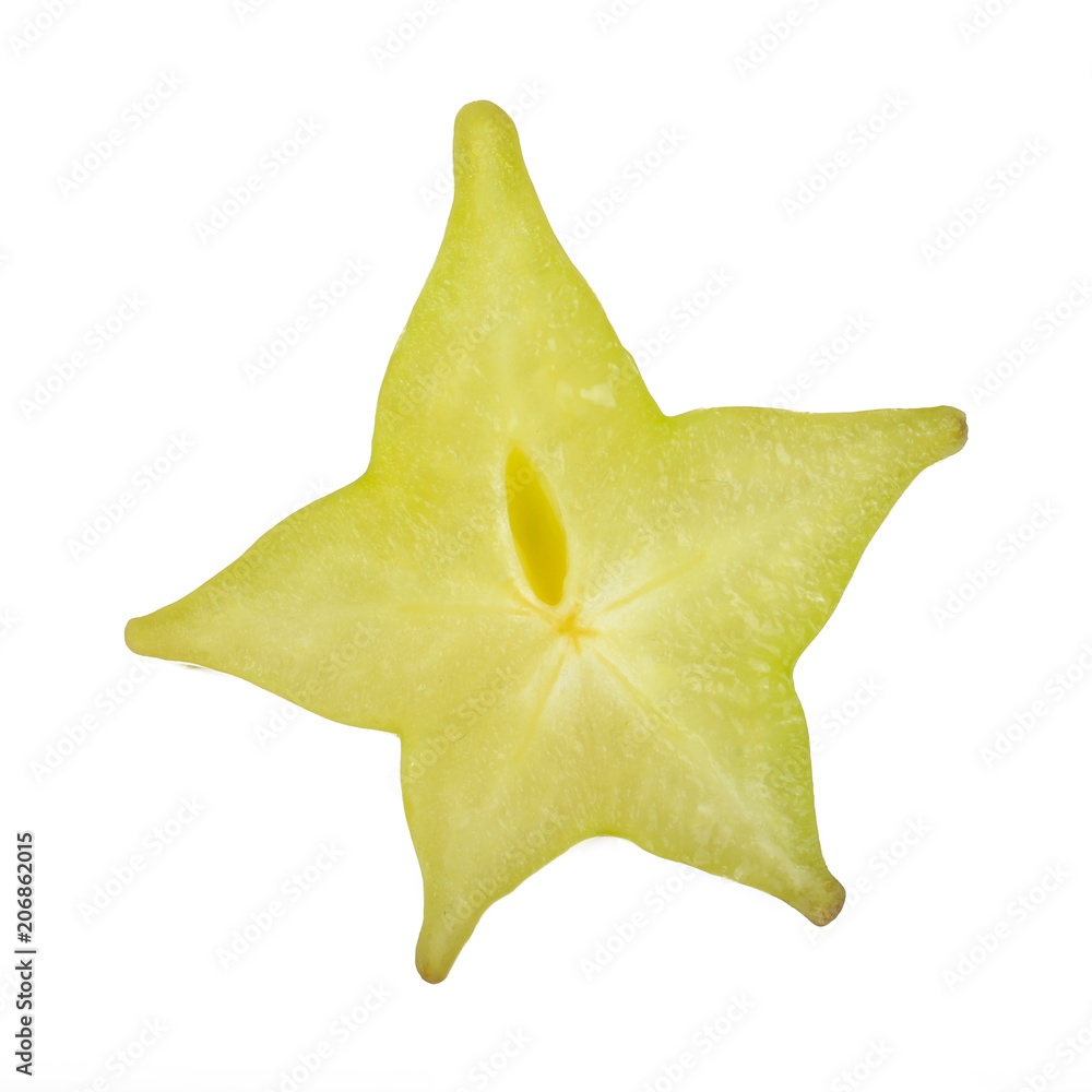 Fototapeta premium half of yellow carambola isolated on white background