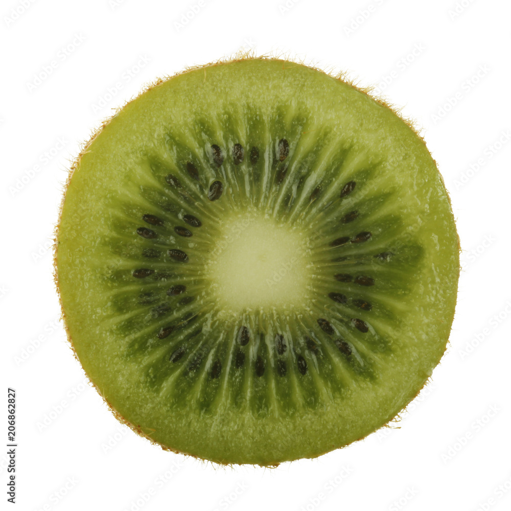 cut of kiwifruit isolated on white background. front view cut of kiwifruit isolated on white background. front view
