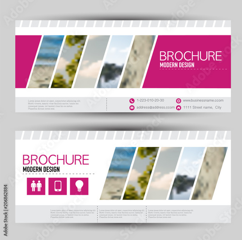 Set of banners for web advertisement or site headers. Print out promotion template. Horizontal flyer handout design. Pink color. Vector illustration.