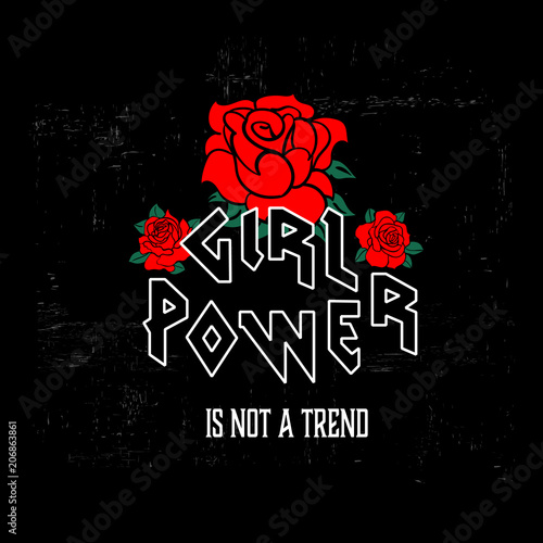 Typography slogan Girl power vector for t-shirt printing and embroidery. Girl Gang patches, badges. Graphic tee and printed design.