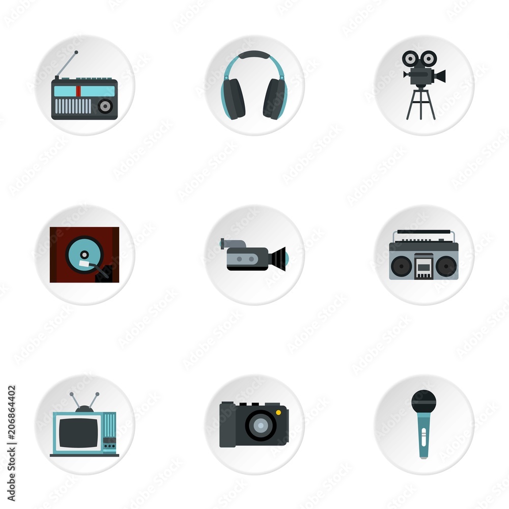 Electronic devices icons set. Flat illustration of 9 electronic devices vector icons for web