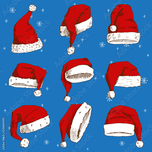 Christmas Santa Claus hat vector noel isolated illustration New Year Christia...
