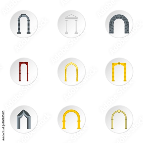 Archway icons set. Flat illustration of 9 archway vector icons for web