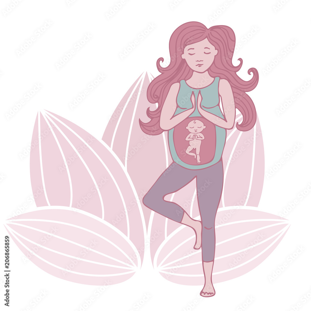 Pregnant woman in yoga pose vector illustration Pregnant woman in yoga pose vector illustration