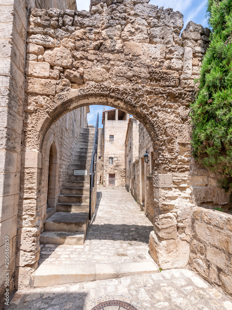 Beautiful medieval streets of small town in summer season