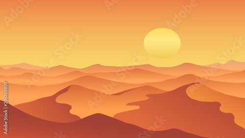 desert landscape flat design illustration