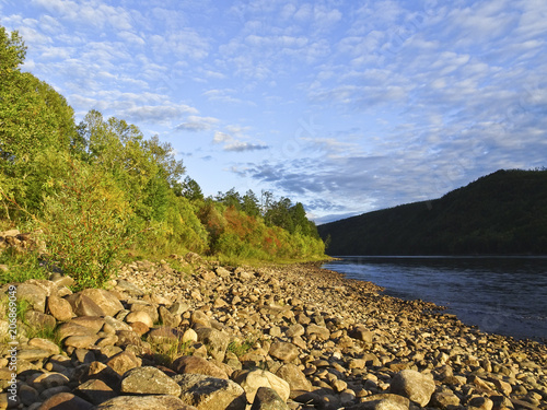 Sunset on the banks of the river Tsipa photo