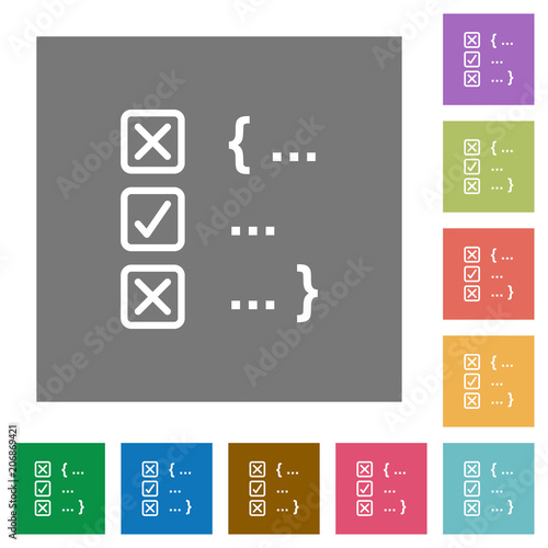 Source code checking square flat icons