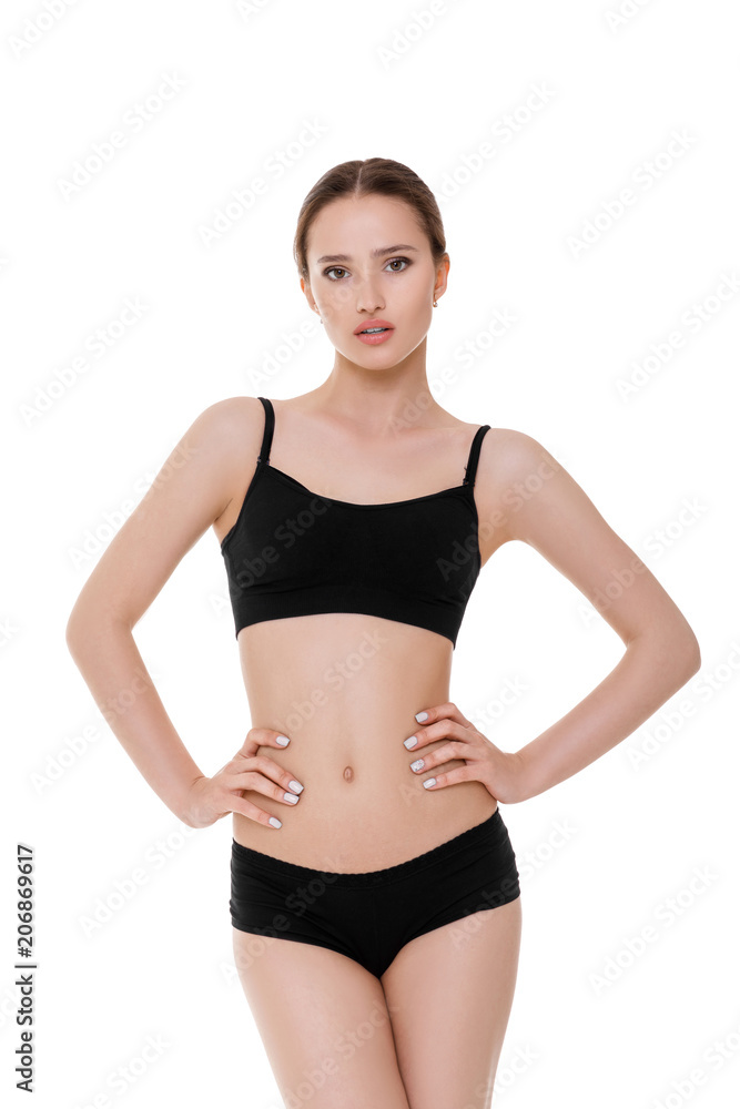brunette woman with perfect sporty body brunette woman with perfect sporty body