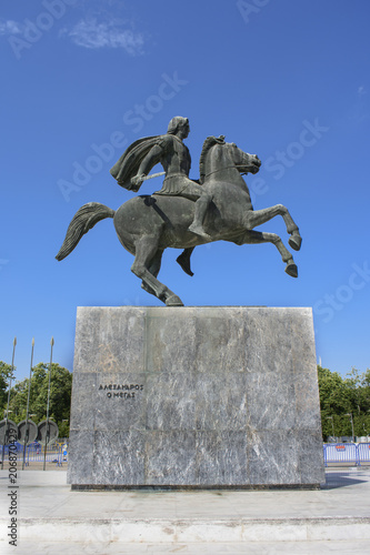 The statue of Alexander the Great on the beach of Thessaloniki