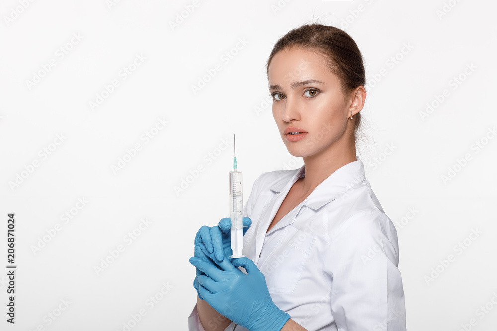 doctor in uniform and gloves with syringe doctor in uniform and gloves with syringe