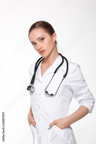 woman doctor with white coat