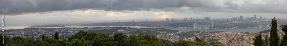 Bosphorus Bridge istanbul Turkey ( July 15 martyr bridge ) magnificent view of istanbul Panaromic photo