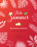 Summer Natural Placard, Poster, Flyer or Invitation Background with Frame Vector Illustration.