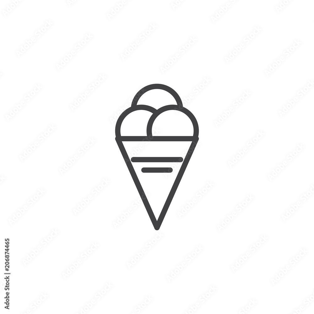 Ice cream cone outline icon. linear style sign for mobile concept and web design. Summer snack simple line vector icon. Symbol, logo illustration. Pixel perfect vector graphics Ice cream cone outline icon. linear style sign for mobile concept and web design. Summer snack simple line vector icon. Symbol, logo illustration. Pixel perfect vector graphics